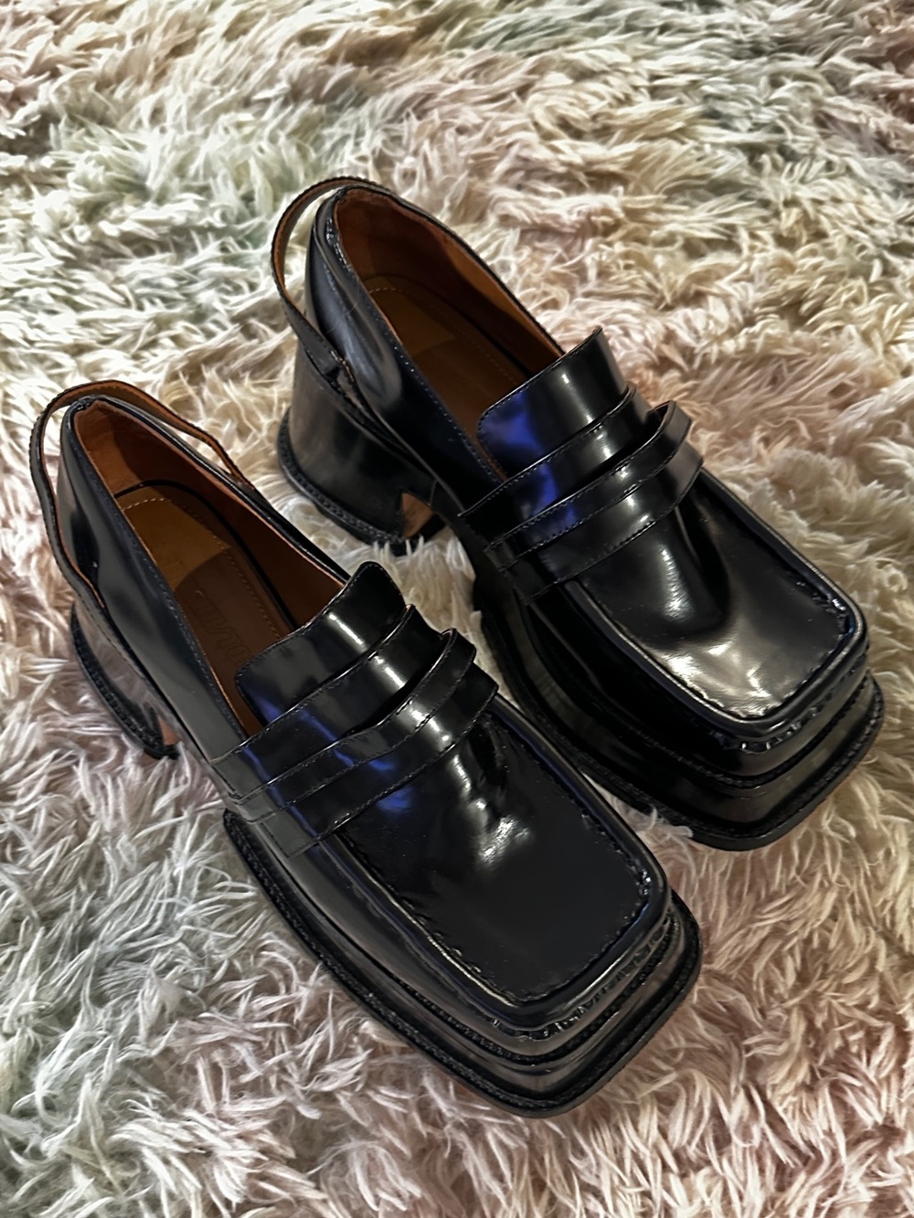 Shushu/Tong Black Platform Loafers Size 37 - Picture 3 of 11